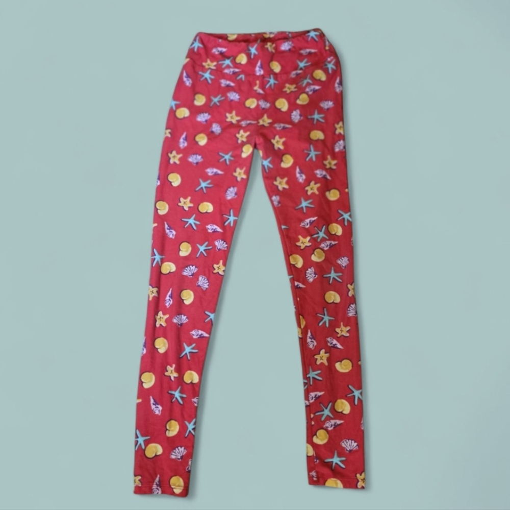 🐚 ⭐️ LuLaRoe Womens Peach Leggings with Fun Ocean Life Patterns (One-size)